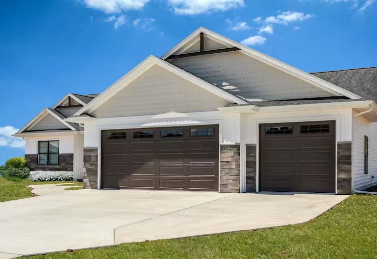 Traditional brown garage door with classic panel proportions
